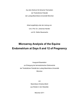 Microarray Analysis of the Equine Endometrium at Days 8 and 12 of Pregnancy