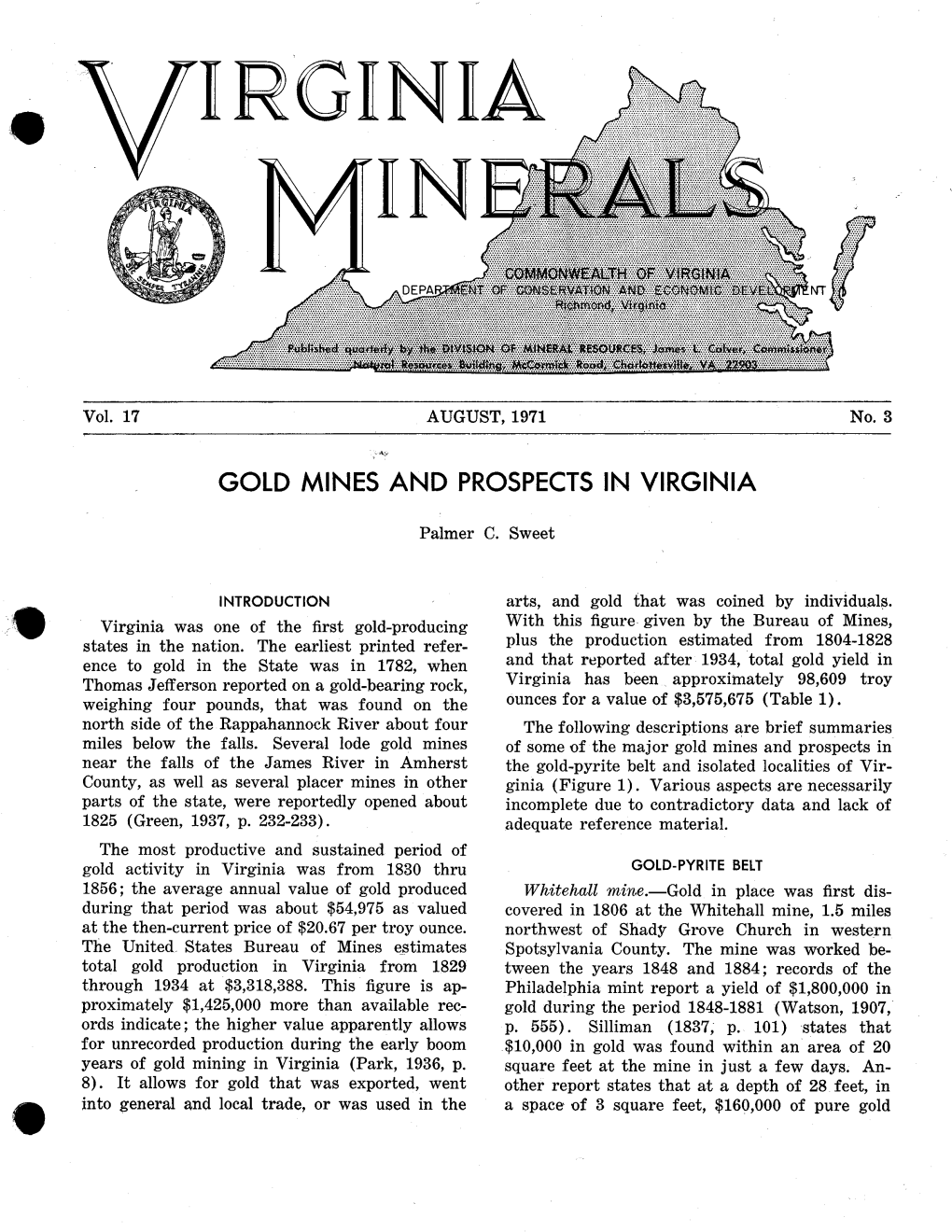 Gold Mines and Prospects in Virginia