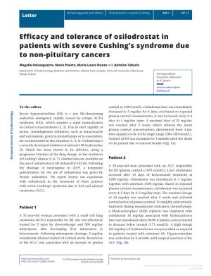Efficacy and Tolerance of Osilodrostat in Patients with Severe Cushing's