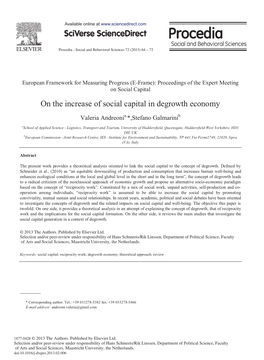 On the Increase of Social Capital in Degrowth Economy