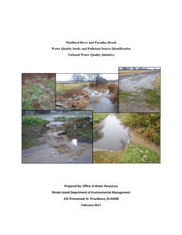 Maidford River and Paradise Brook Water Quality Study and Pollutant Source Identification National Water Quality Initiative