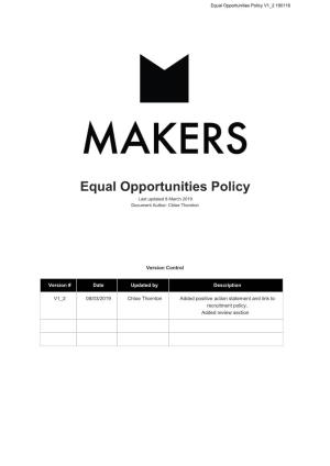 Equal Opportunities Policy V1 2 190116