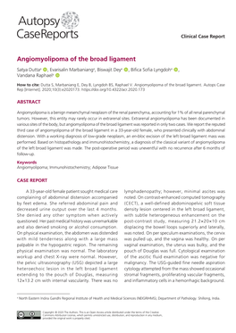 Angiomyolipoma of the Broad Ligament