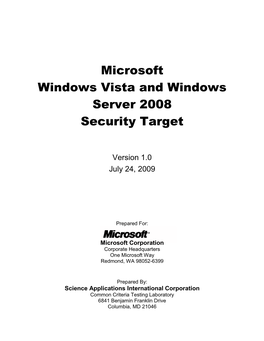 Microsoft Windows Vista and Windows Server 2008 Security Target