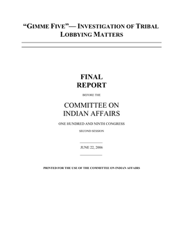 M:\Oversight and Investigation\Indian Lobbying\Report\Sections\Bosses' Drafts\ID1.Cover Page.Wpd