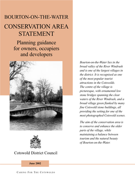BOURTON-ON-THE-WATER CONSERVATION AREA STATEMENT Planning Guidance for Owners, Occupiers and Developers