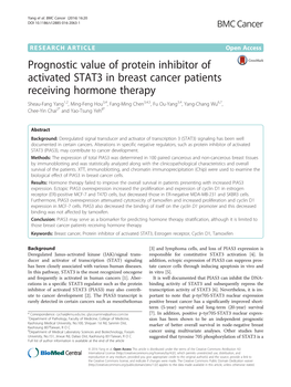 Prognostic Value of Protein Inhibitor of Activated STAT3 in Breast Cancer