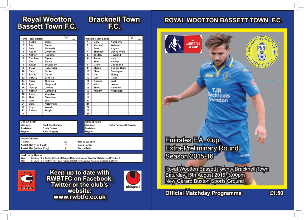 Royal Wootton Bassett Town F.C. Bracknell Town F.C