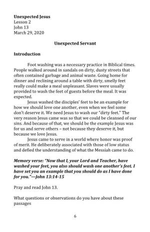 6 Unexpected Jesus Lesson 2 John 13