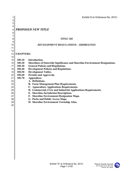 PROPOSED NEW TITLE 6 7 8 TITLE 18S 9 10 DEVELOPMENT REGULATIONS – SHORELINES 11 12 13 CHAPTERS: 14 15 18S.10 Introduction