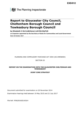 Report to Gloucester City Council, Cheltenham Borough Council and Tewkesbury Borough Council