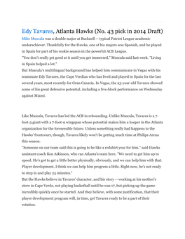 Edy Tavares, Atlanta Hawks (No. 43 Pick in 2014 Draft)