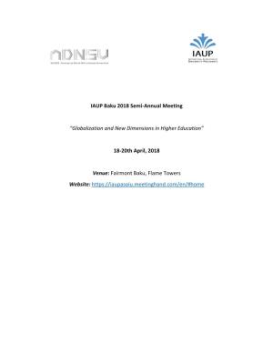 IAUP Baku 2018 Semi-Annual Meeting