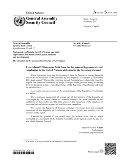 General Assembly Security Council Seventy-First Session Seventy-First Year Agenda Items 32 and 37