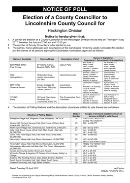 Notice of Poll Heckington