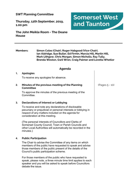 (Public Pack)Agenda Document for SWT Planning Committee, 12/09