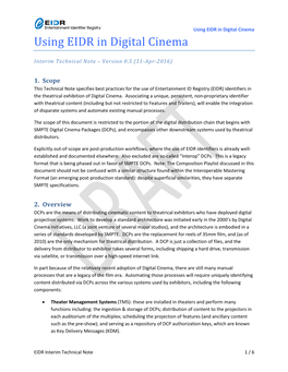 EIDR in Digital Cinema Using EIDR in Digital Cinema