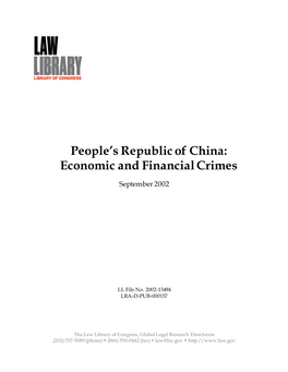 Economic and Financial Crimes