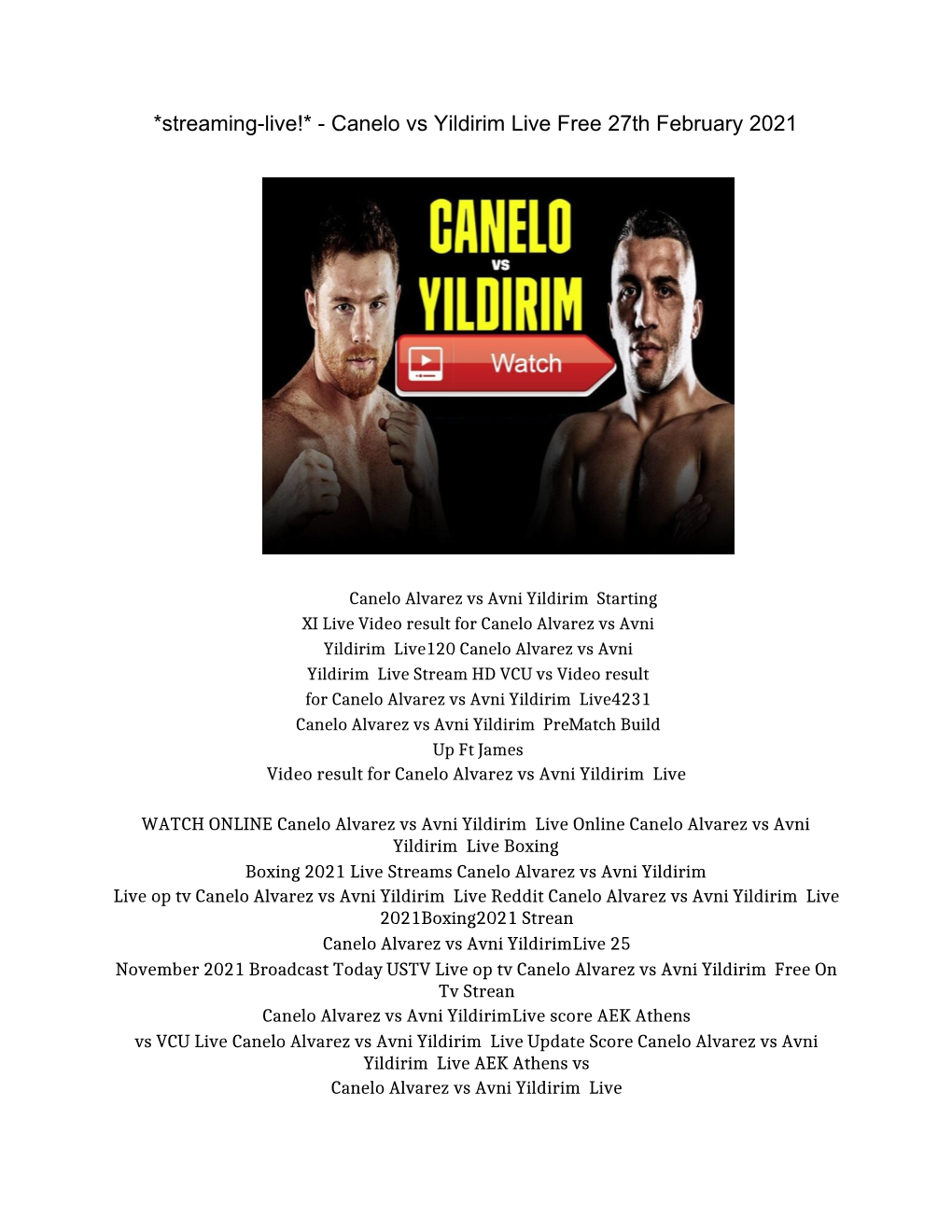 *Streaming-Live!* - Canelo Vs Yildirim Live Free 27Th February 2021