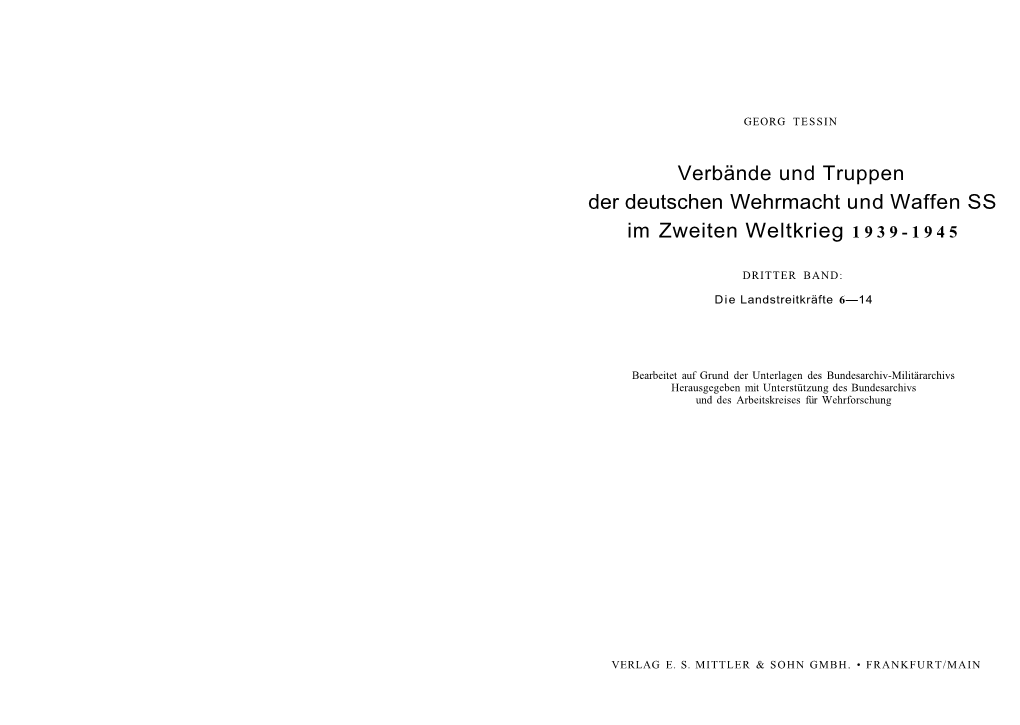 Verbände Und Truppen Der Deutschen Wehrmacht Und Waffen SS Im Zweiten Weltkrieg 1939-1945