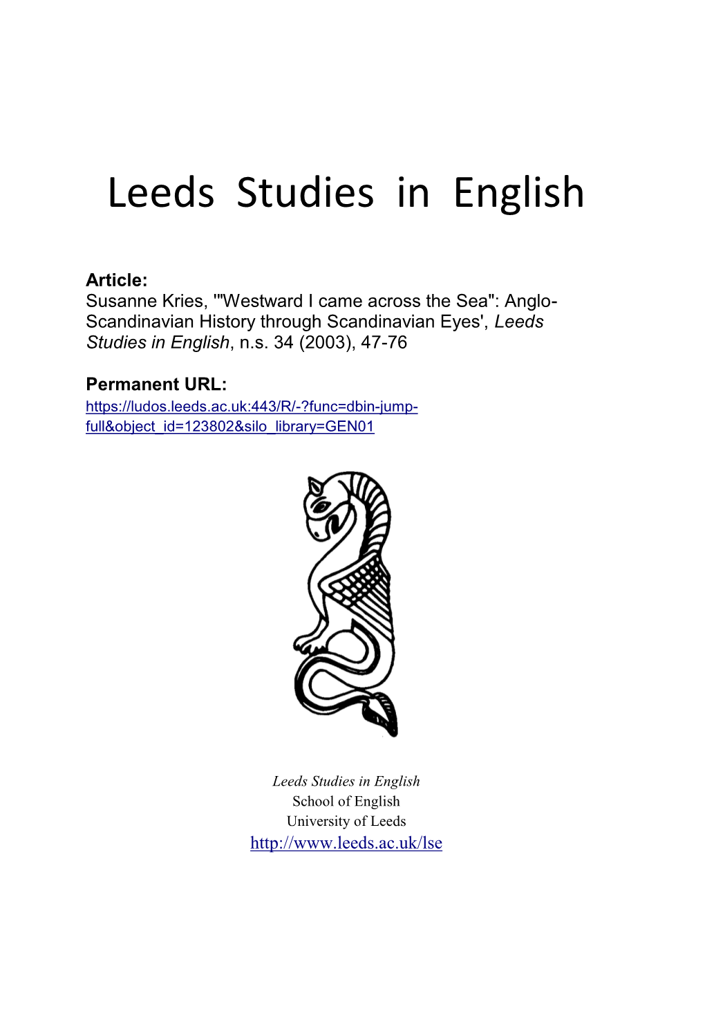 Leeds Studies in English