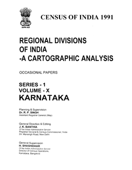 Regional Divisions of India a Cartographic Analysis, Vol-X