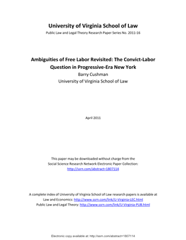 University of Virginia School of Law Public Law and Legal Theory Research Paper Series No