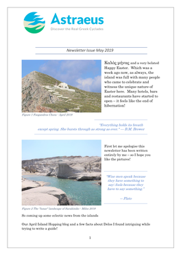 Newsletter Issue May 2019 Καλός Μήνας and a Very Belated