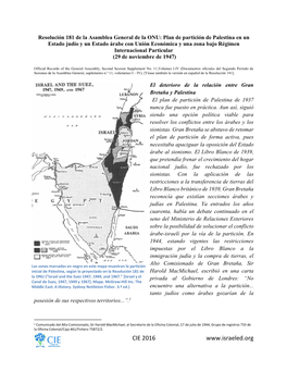La Resolución De La ONU Para La Partición De 1947