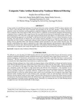 Composite Video Artifact Removal by Nonlinear Bilateral Filtering