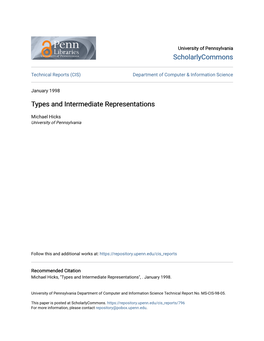 Types and Intermediate Representations