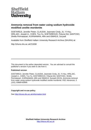 Ammonia Removal from Water Using Sodium Hydroxide Modified Zeolite