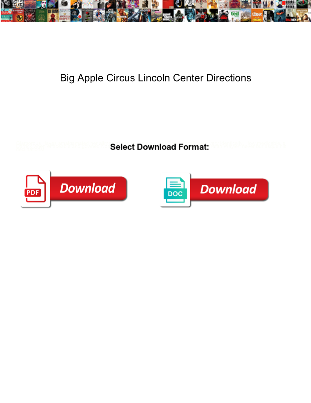 Big Apple Circus Lincoln Center Directions