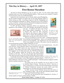 04-19-1897 Boston Marathon.Indd