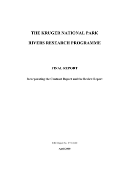 The Kruger National Park Rivers Research Programme (Knprrp)
