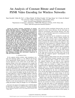 An Analysis of Constant Bitrate and Constant PSNR Encoding For