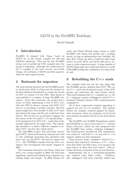 LLVM in the Freebsd Toolchain