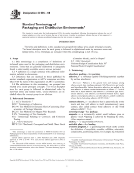 Standard Terminology of Packaging and Distribution Environments1