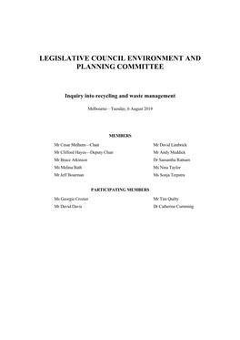 Legislative Council Environment and Planning Committee