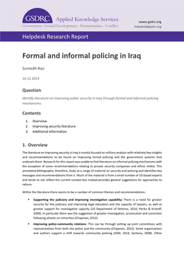 Formal and Informal Policing in Iraq