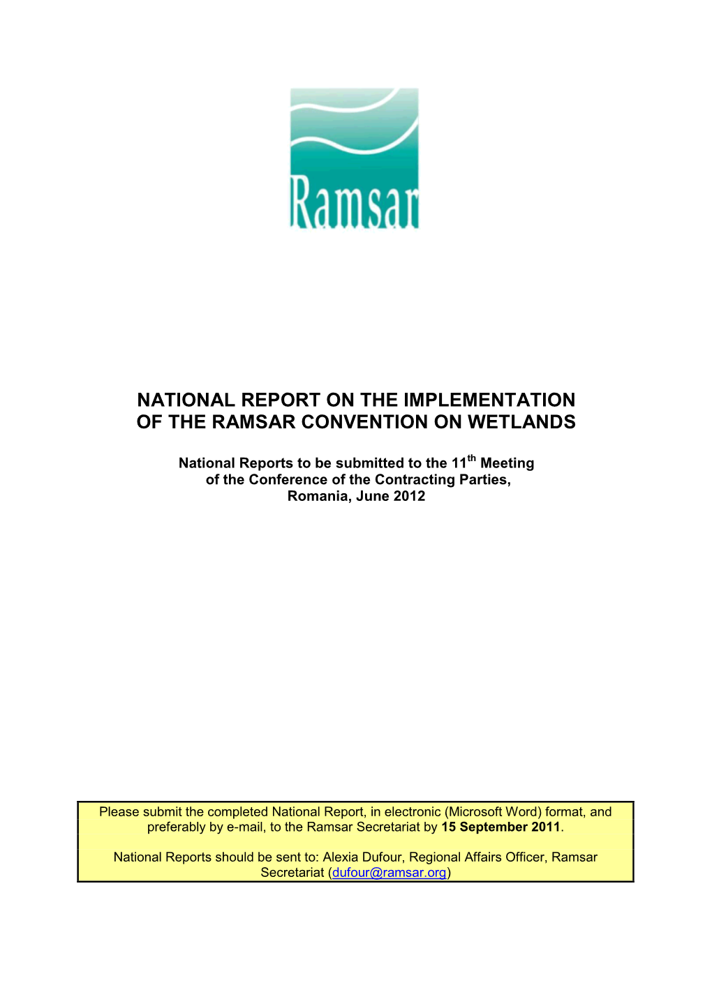 National Report on the Implementation of the Ramsar Convention on Wetlands