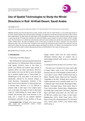 Use of Spatial Technologies to Study the Winds' Directions in Rub' Al