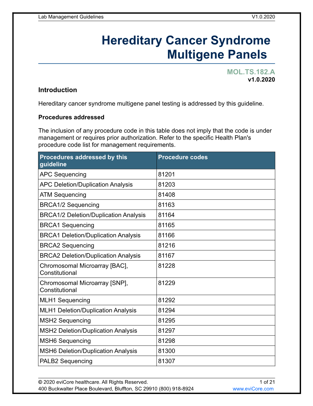 Hereditary Cancer Syndrome Multigene Panels