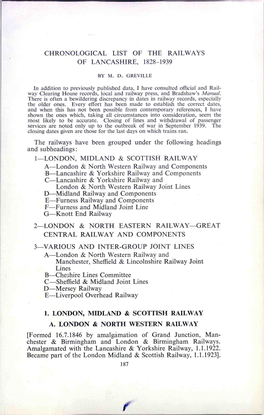 Chronological List of the Railways of Lancashire, 1828-1939
