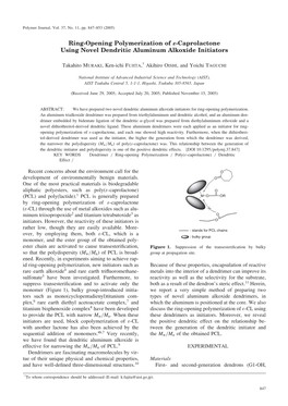Ring-Opening Polymerization of \Varepsilon-Caprolactone Using Novel Dendritic Aluminum Alkoxide Initiators