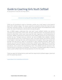 Guide to Coaching Girls Youth Softball an Easy Guide for New and Returning Coaches