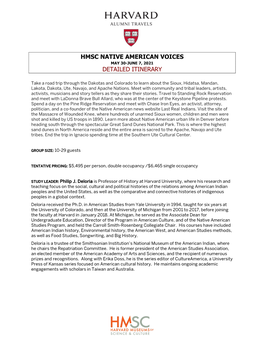 Hmsc Native American Voices Detailed Itinerary