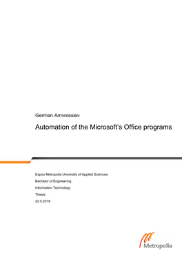 German Amvrossiev Automation of the Microsoft’S Office Programs