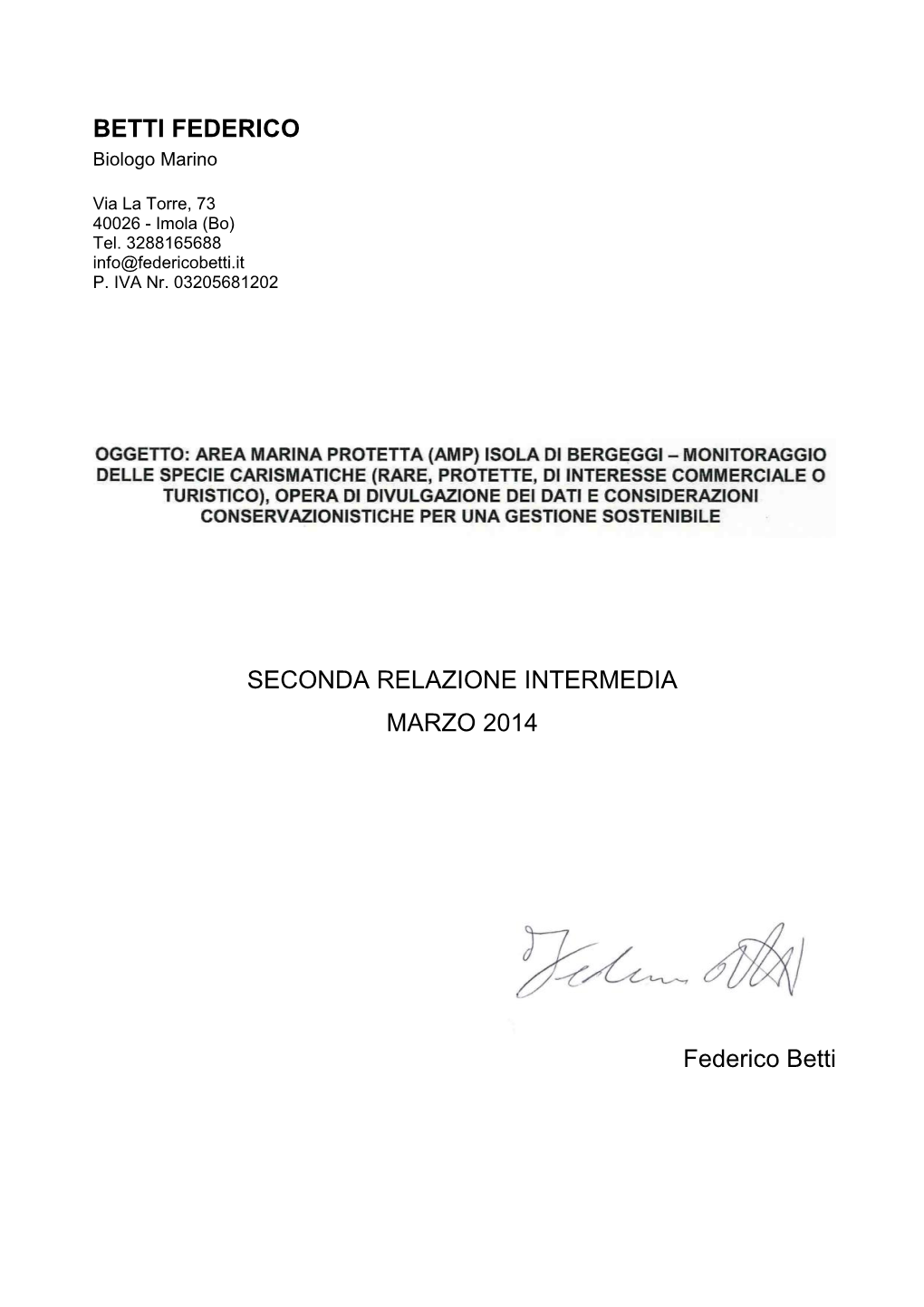 Seconda Relazione Intermedia Marzo 2014