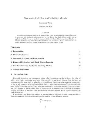Stochastic Calculus and Volatility Models